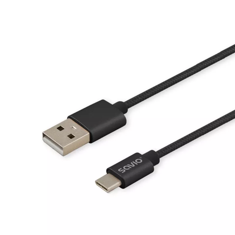 Savio CL-129 USB-kaabel 2 m USB 2.0 USB A USB C Must