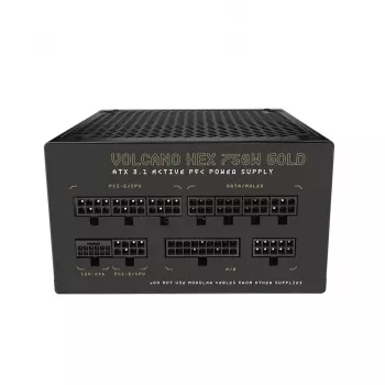 Toiteplokk MODECOM VOLCANO HEX GOLD 750W, 80 PLUS Gold, ATX 3.1, modulaarne, 14 cm ventilaator