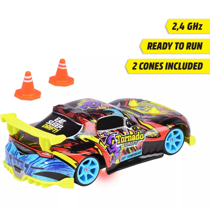 Raadiojuhitav auto Dickie Tornado Drift RTR 2,4 GHz — sõiduvalmis trikiauto