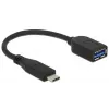 USB-kaabel DeLOCK USB 3.1 Gen 2 USB-C/Typ-A 0,1 m Must