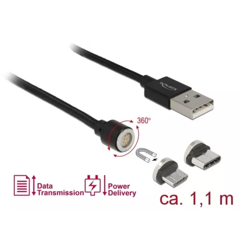 USB-kaabel DeLOCK 85723 USB 2.0 1,1 m USB A USB-C/Mikro-USB-B must