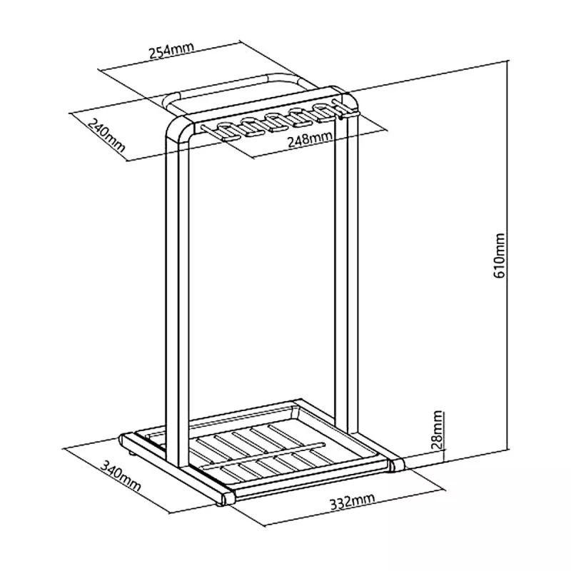 Vihmavarjualus MACLEAN MC-472, kompaktne metallist hoidik, mõõtmed 332×340×610 mm