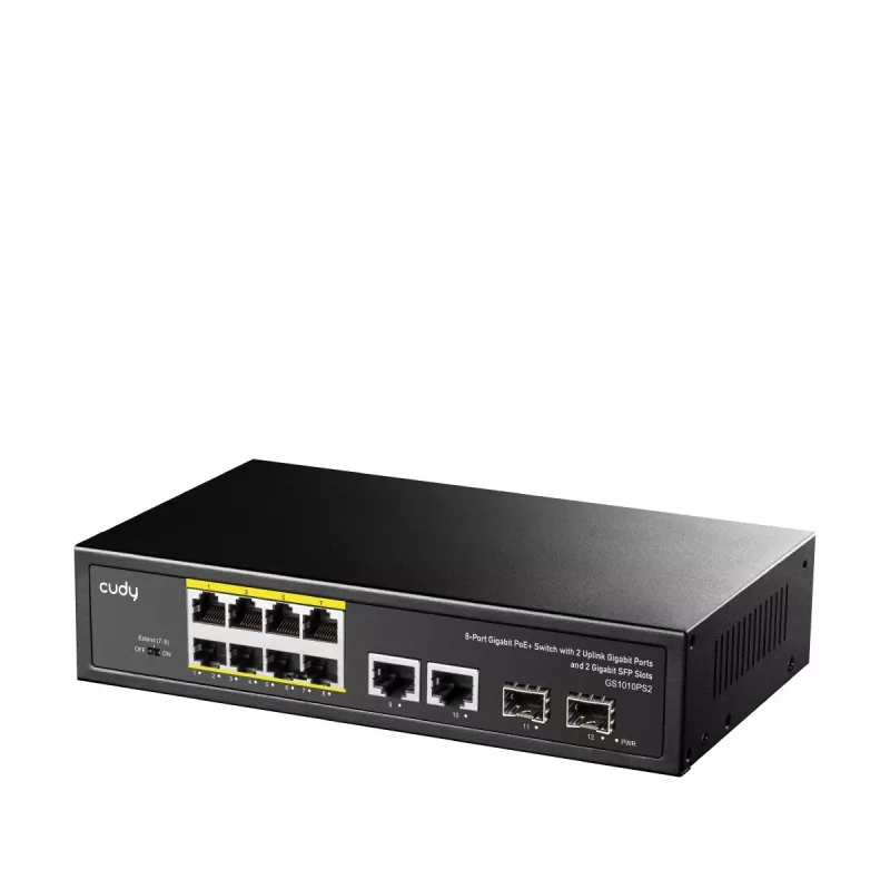 Cudy GS1010PS2 võrgulüliti, haldamata, Gigabit Ethernet (10/100/1000), Power over Ethernet (PoE), must