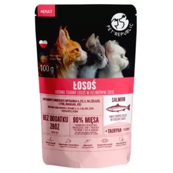 Märg kassitoit kotike PetRepublic CAT kotike täiskasvanud kassile 100 g, fileed lõheviiludega