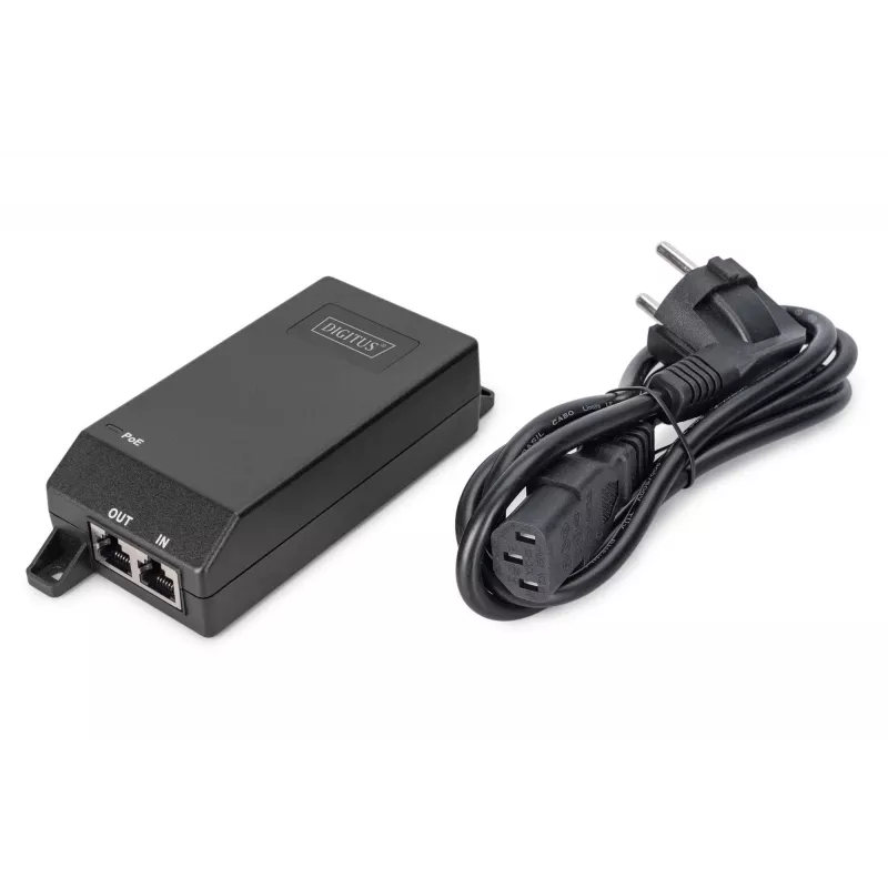Digitus Gigabit Ethernet PoE+ süstija 802.3at 30 W must