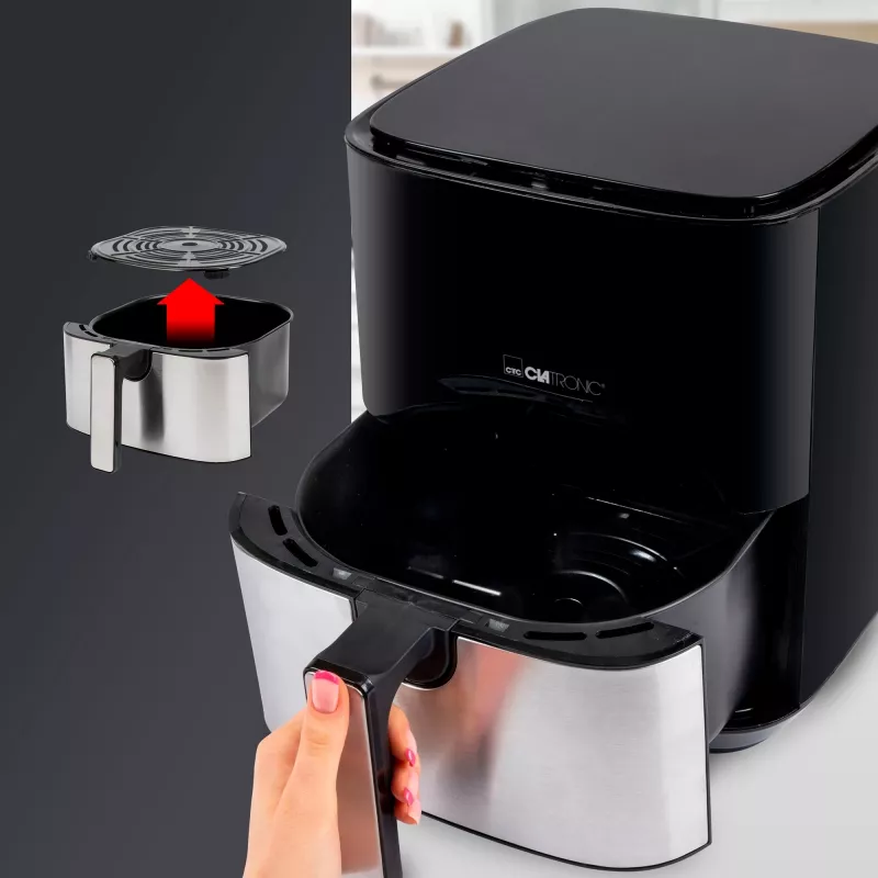 Clatronic FR 3782 H, õhufritüür, 5 l, 80 °C, 200 °C, üksikpilt, must, roostevaba teras