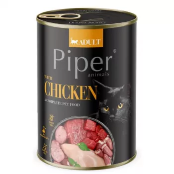 Märg kassitoit Dolina Noteci Piper Animals kanaga 400 g, täisväärtuslik sööt täiskasvanud kassidele, 11% valku, 5% rasva, 80% niiskust