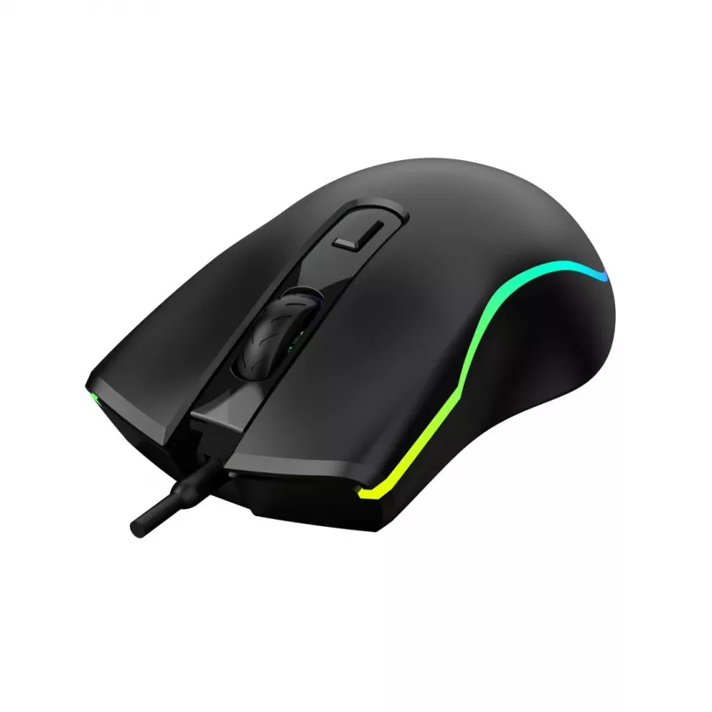 Juhtmega soojendusega mängurihiir ActiveJet AMY-W390 — mõlemakäeline, optiline 2000 DPI, USB Type-A, 4 nuppu, must