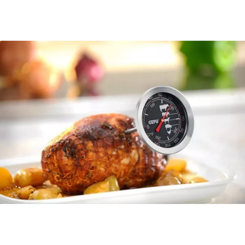 Analoog-toidutermomeeter GEFU MESSIMO 10–120 °C, roostevaba teras, must