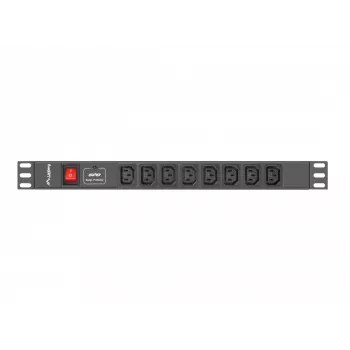 Lanberg PDU-08I-0200-C20-BK toitejaotusseade (PDU) 1U must 8 vahelduvvoolu väljundit (PDU-08I-0200-C20-BK)
