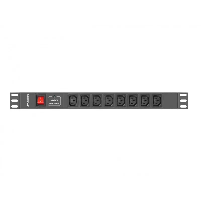 Lanberg PDU-08I-0200-C20-BK toitejaotusseade (PDU) 1U must 8 vahelduvvoolu väljundit (PDU-08I-0200-C20-BK)