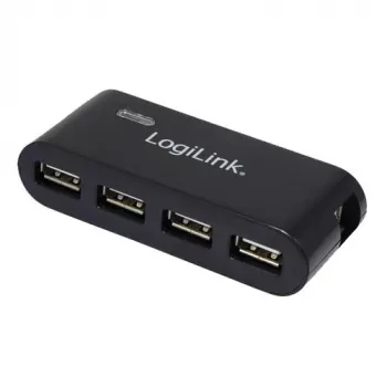 USB 2.0 jaotur 4 pordiga koos toiteadapteriga, must