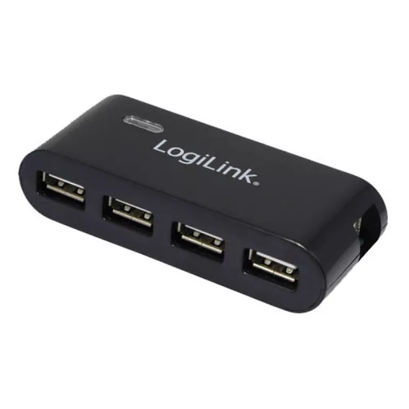 USB 2.0 jaotur 4 pordiga koos toiteadapteriga, must