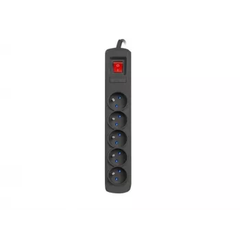 Pikendusjuhe ARMAC R5 — 5 pistikupesa, liigpingekaitse, 3 m kaabel, must