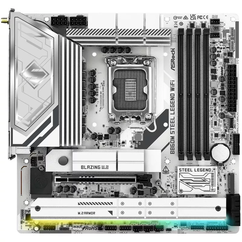 Emaplaat ASRock B860M Steel Legend WiFi — Intel B860, LGA 1851, micro‑ATX, DDR5, 4 DIMM, Wi‑Fi 6E, 2.5GbE