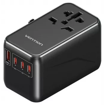 Laadija Vention FJGB0 100W GaN, 3× USB-C ja 1× USB-A, must