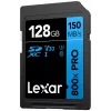 SDXC-mälukaart Lexar 128 GB UHS-I 800xPRO Klass 10 U3 V30 — 150 MB/s lugemine, 45 MB/s kirjutamine, must