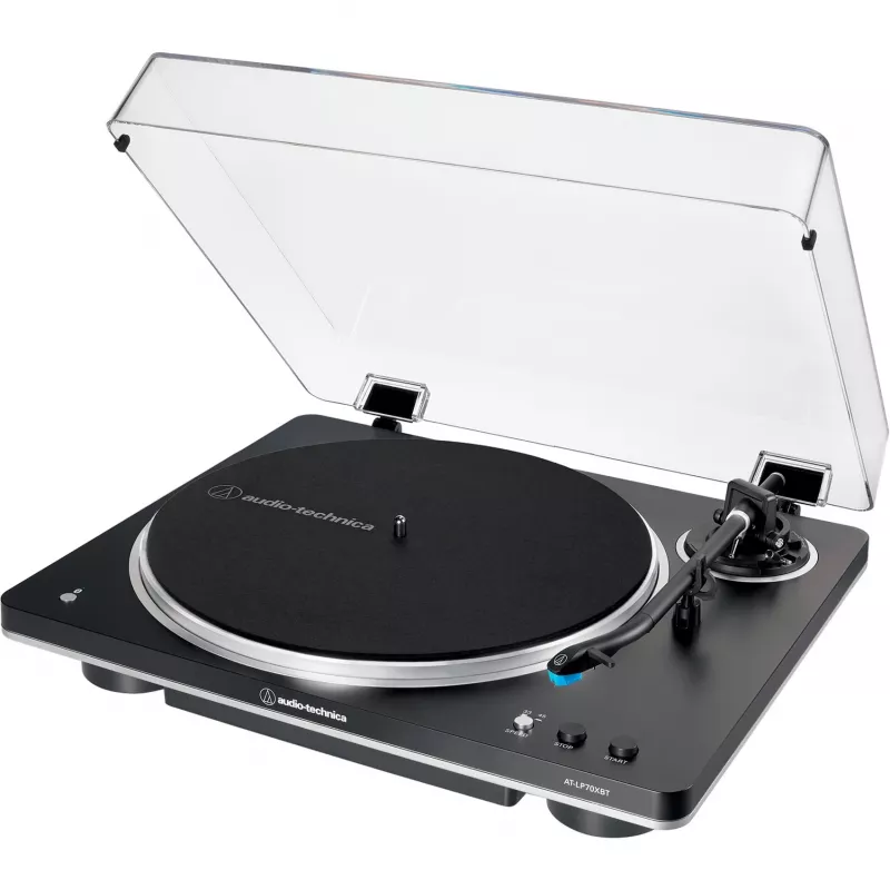 AT-LP70XBTBS, plaadimängija must/hõbedane, sisseehitatud fono eelvõimendi, Bluetooth, täisautomaatne, rihmülekanne
