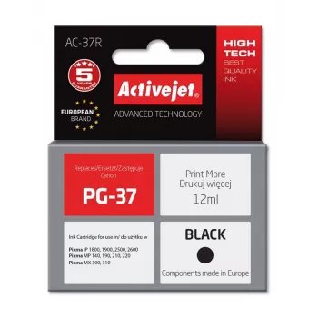 Tindikassett ActiveJet AC-37R ühilduv asendus Canon PG-37, must, 12 ml, XL tootlikkus, pigmendipõhine