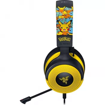 Peakomplekt Razer Kraken V4 X Pokemon — juhtmega USB-C/USB-A, supraaural, 20–20000 Hz, 1,8 m kaabel, 310 g, must/kollane