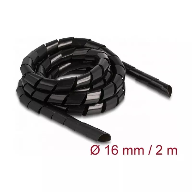 DeLOCK spiraalvoolik painduv 2 m x 16 mm must polüetüleen