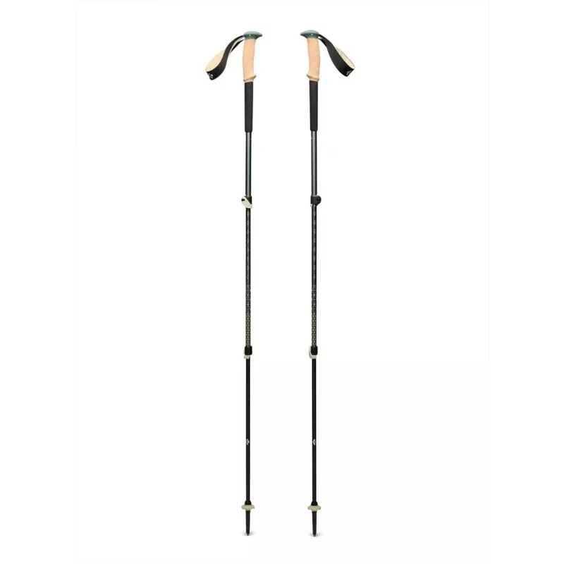 Matkakepid Must Diamond Trail Cork, reguleeritavad 100–140 cm, alumiinium, kork/EVA käepide, 3-segmendilised, roheline/beež