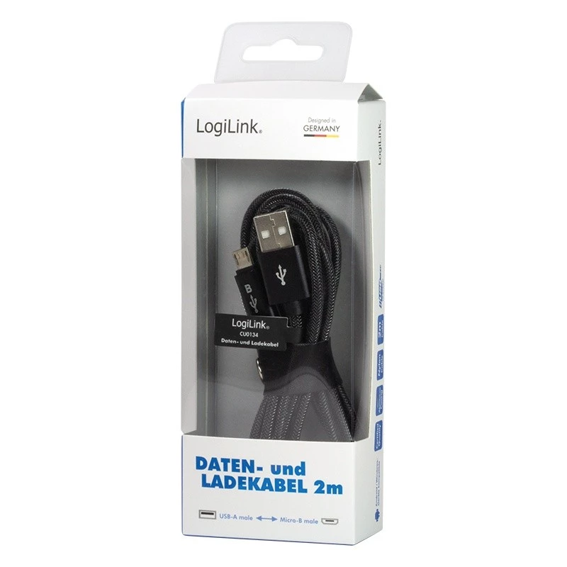 Sünkroonimis- ja laadimiskaabel USB-A – Micro-B isane, 2 m