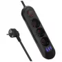 Pikendusjuhe MACLEAN MCE394 B — 3 pistikupesa + 3×USB A, 110–240V, 2,1A USB, 2500W, 1,5 m kaabel, must