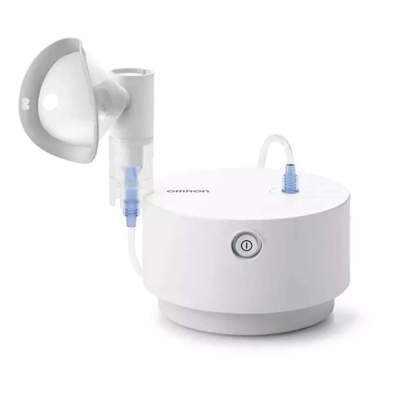 Tabletop nebulizer Omron C28P with 10 ml/min capacity, 2.65 µm particle size, Valge, dimensions 265×195×143 mm