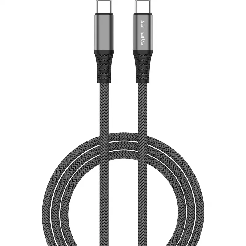 4smarts PremiumCord - USB-kaabel - USB-C (M) - USB-C (M) - USB 2.0 - 20 V - 5 A - 1.5 m - USB-toiteallikas (100 W) - Must
