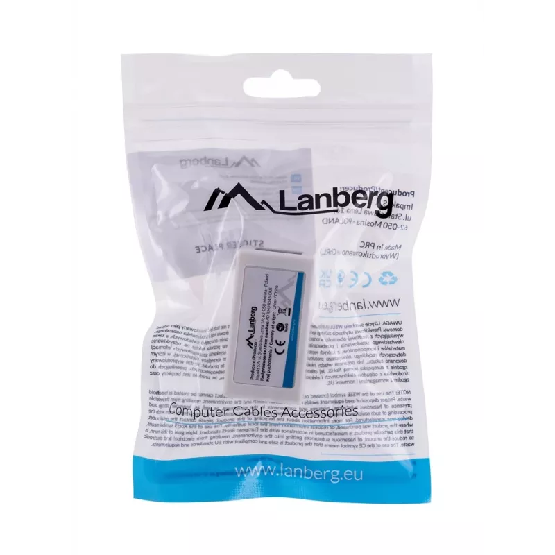 LANBERG pistikuadapter RJ-45 - RJ-45, emane-emane, U/UTP Cat5e, valge