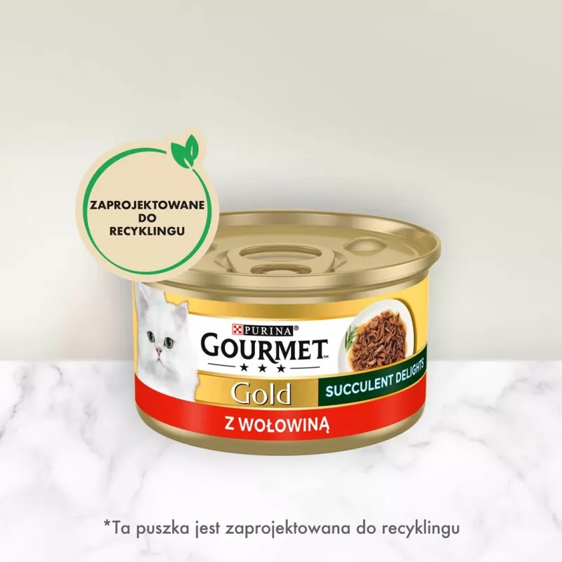 PURINA Gourmet Gold Succulent Delights Beef - märg kassitoit - 85g
