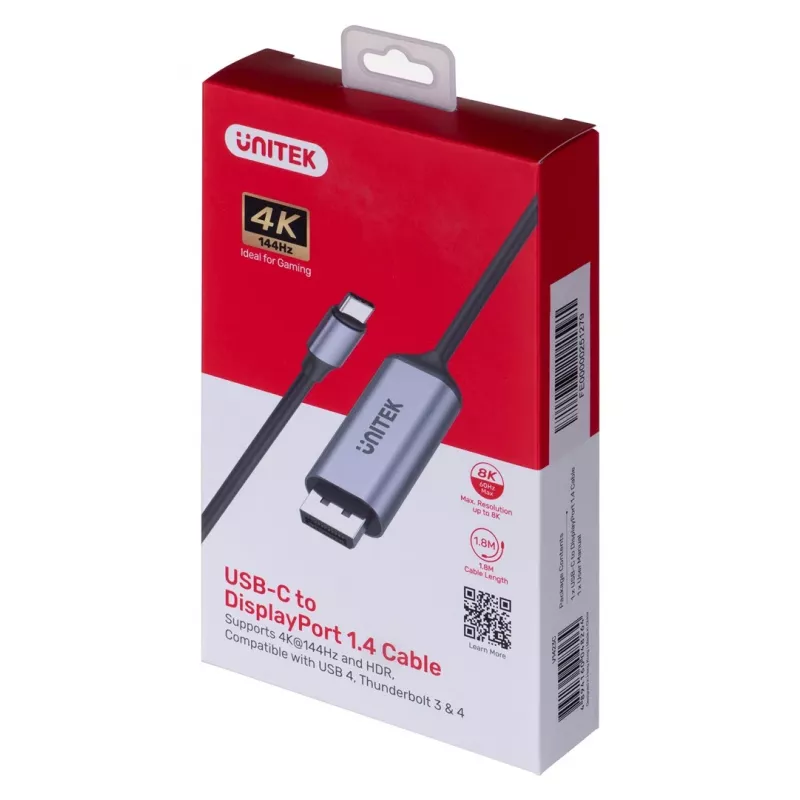 UNITEK USB-C adapter, DisplayPort 1.4, 8K@60Hz, 1,8 m, V1423C