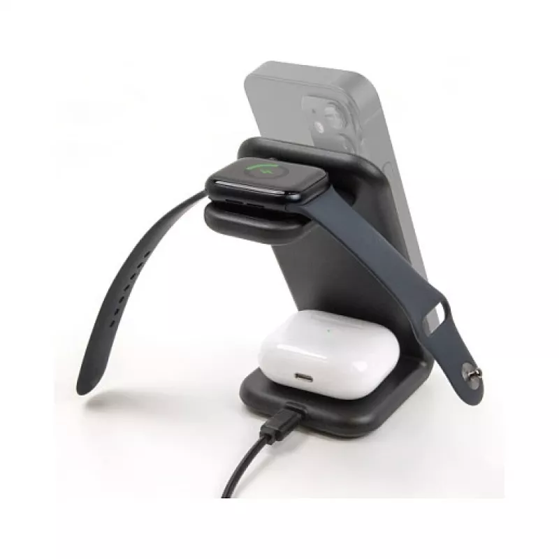 DELOCK 66941 juhtmevaba laadija 3-ühes nutitelefonile, nutikellale, kõrvaklappidele USB USB-C 15W siseruumidesse Must