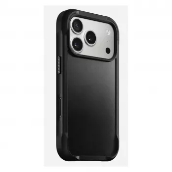 Mobiiltelefoni ümbris Nomad Rugged Leather ümbris Apple iPhone 17 Pro jaoks, nahk/TPU/PC/alumiinium, sobib kuni 16 cm (6,3 tolli) ekraanidele, must