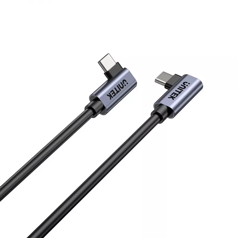 USB‑C kaabel Unitek C14147ABK01 90°–90° PD 100W 0,5 m, nurga all pistikuga, must