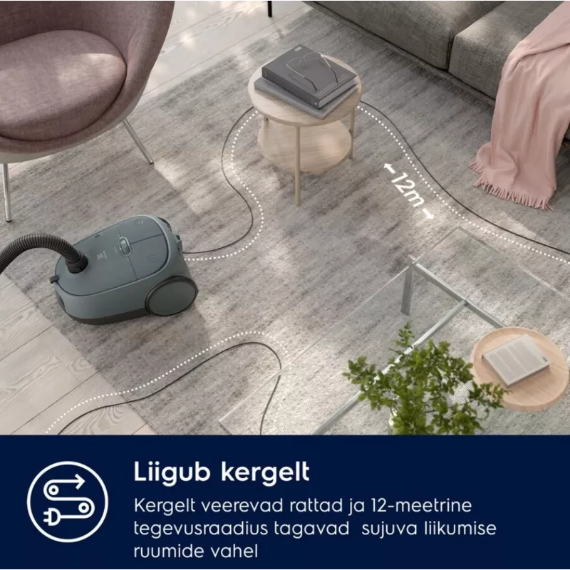 Trummel tolmuimeja Electrolux EB61C1OG 850W 3,5L tolmukott, teleskoopiline terastoru, EPA12, 12 m raadius