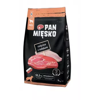 Pan Miesko kuiv koeratoit Vasikaliha ja kalkuniga XS 9 kg — väikest tõugu täiskasvanud koertele mõeldud krõbinad, 30% valku, 20% rasva