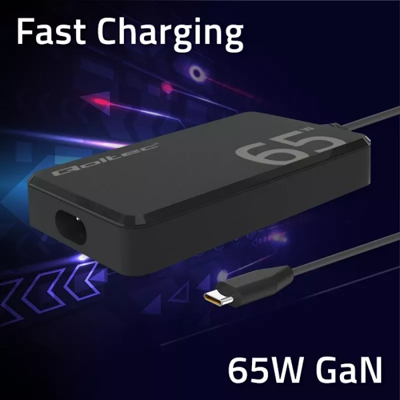 QOLTEC laadija 65W GaN Super Fast õhuke PD 5-20V 3.25A USB-C