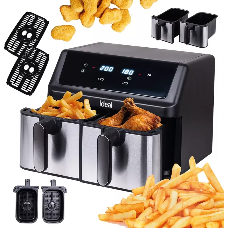 IDEAL rasvavaba fritüür, kaheosaline horisontaalne, 9 L, 8 funktsiooni - sh toidu kuivatamine