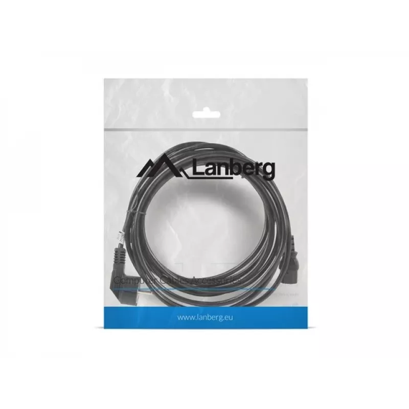 Toitekaabel LANBERG CA-C13C-11CC-0050-BK — 5 m, C13 ühendus CEE7/7 pistikule, nurgeline C13
