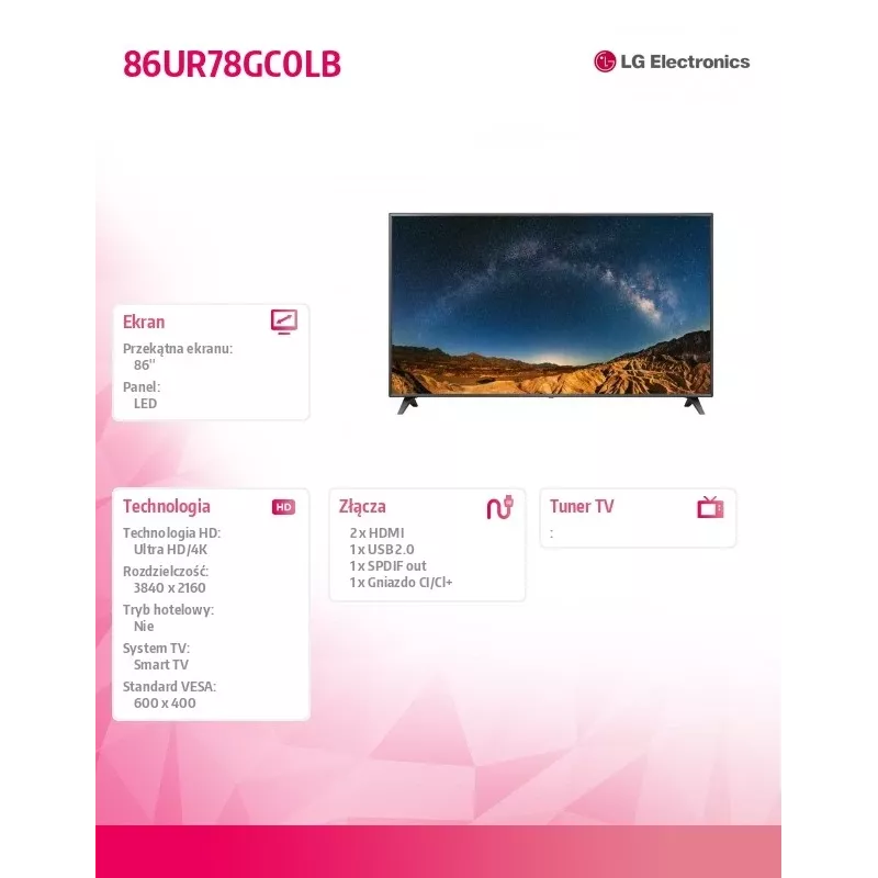 LG LED 86'' 86UR78GC0LB