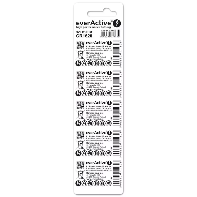 Liitiumpatarei mini everActive CR1620 5 tk.