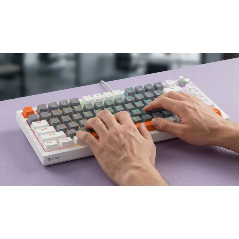 Savio ASTRAL WHITE JADE 3 VÄRVI klaviatuur Gaming USB QWERTY US International