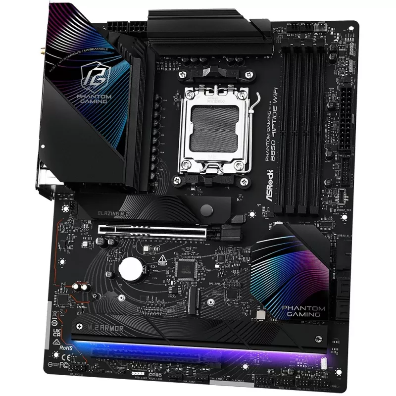 Emaplaat ASRock Phantom Gaming B850 Riptide WiFi — AMD B850, Socket AM5, ATX, DDR5, 4x M.2, Wi‑Fi 7, 2.5Gb LAN