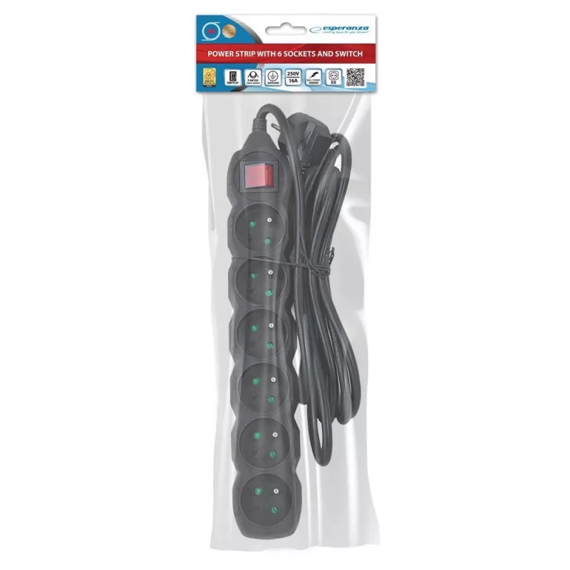 Esperanza ELK218K pikendusjuhe 3 m 6 AC pesaga, siseruumides, must