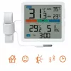 Termomeeter‑hügromeeter MANTA MTO002W välisanduriga (150 cm), siseruumides 0–+50°C, välistingimustes -40–+70°C, õhuniiskus 20–95% RH, mugavusindikaator, kell