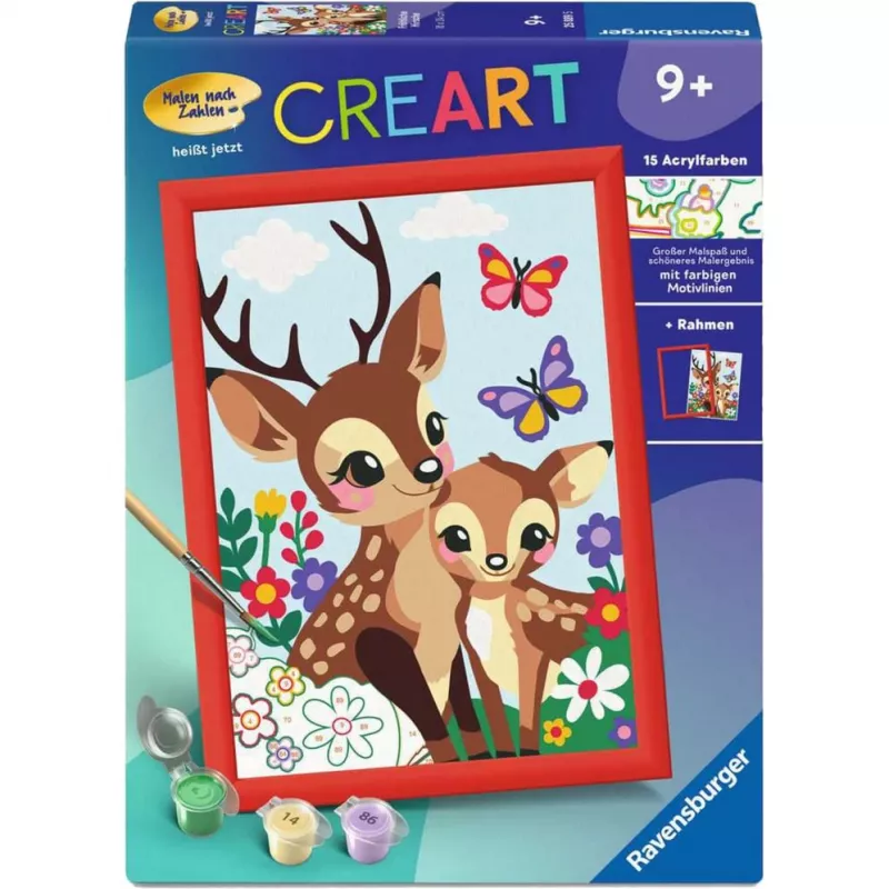 Värvi-numbrite-järgi komplekt Ravensburger CreArt Happy Deer — nummerdatud lõuendimaalimiskomplekt