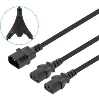 Manhattan toitekaabli Y-jagaja, C14 isane kahele C13 emasele (veekeetja juhe), Monitor CPU-le, 1,8 m, 10 A, Must, Toide kahele seadmele ühest PDU-st, Juhe, Eluaegne garantii