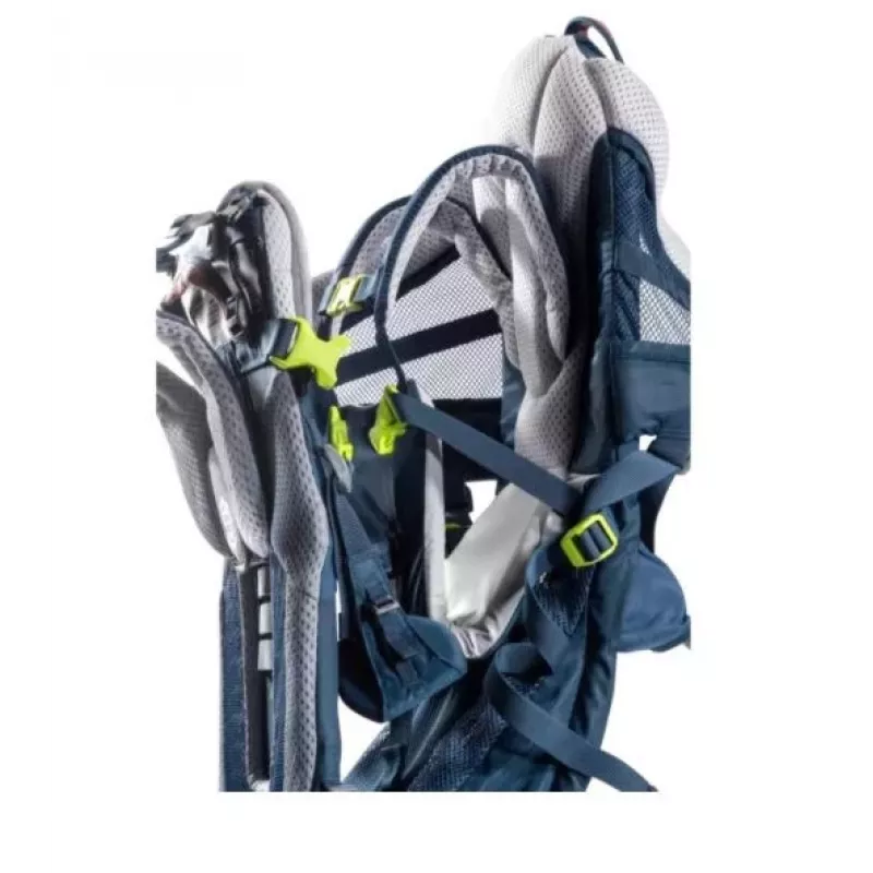 Beebikandja seljakott DEUTER Kid Comfort Active — sinine, polüamiid, kuni 22 kg, päikesevari, jalatus, VariQuick, Lite Air